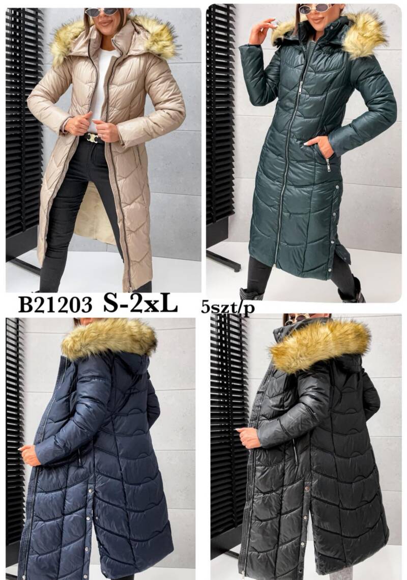 Plaszcze damskie zimowe Roz S-2XL, 1 Kolor Paczka 5 szt
